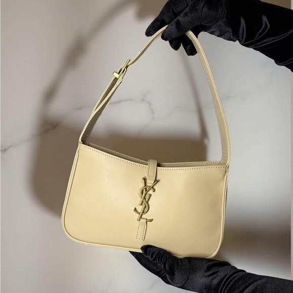 Yves Saint Laurent Handbags - Yves Saint Laurent Beige Shoulder Bag with Gold Accents